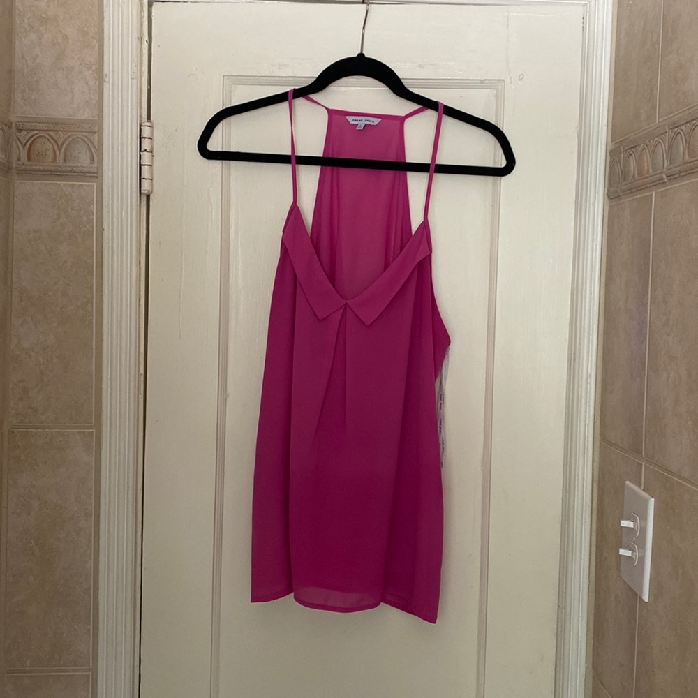Pink spaghetti strap, corporate causal dress shirt.
